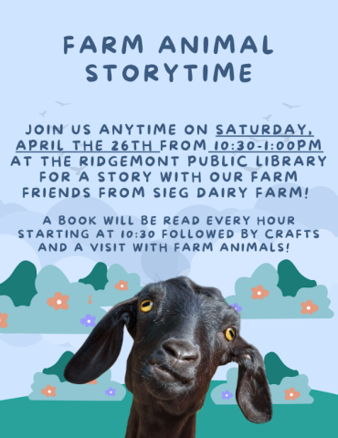 farm animal storytime flyer